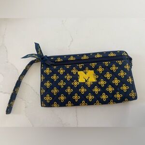 Vera Bradley Navy and Yellow Floral MICHIGAN WOLVERINES Wristlet